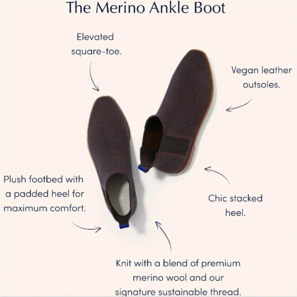 ROTHY'S The Merino Ankle Wool Slip-On Ankle Booties Chelsea - Picture 7 of 10